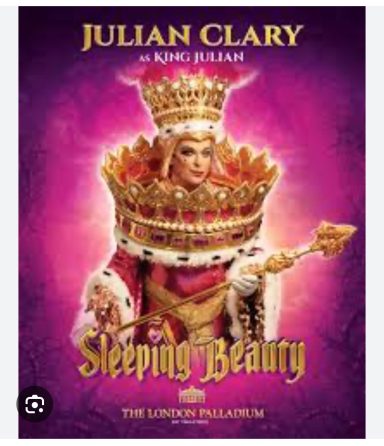 Julian Clary as King Julian in a lavish costume for "Sleeping Beauty" at The London Palladium.